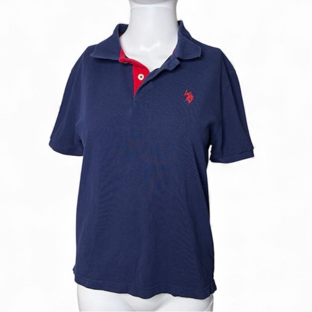 U.S. Polo Navy Blue Polo Shirt with Red Accents